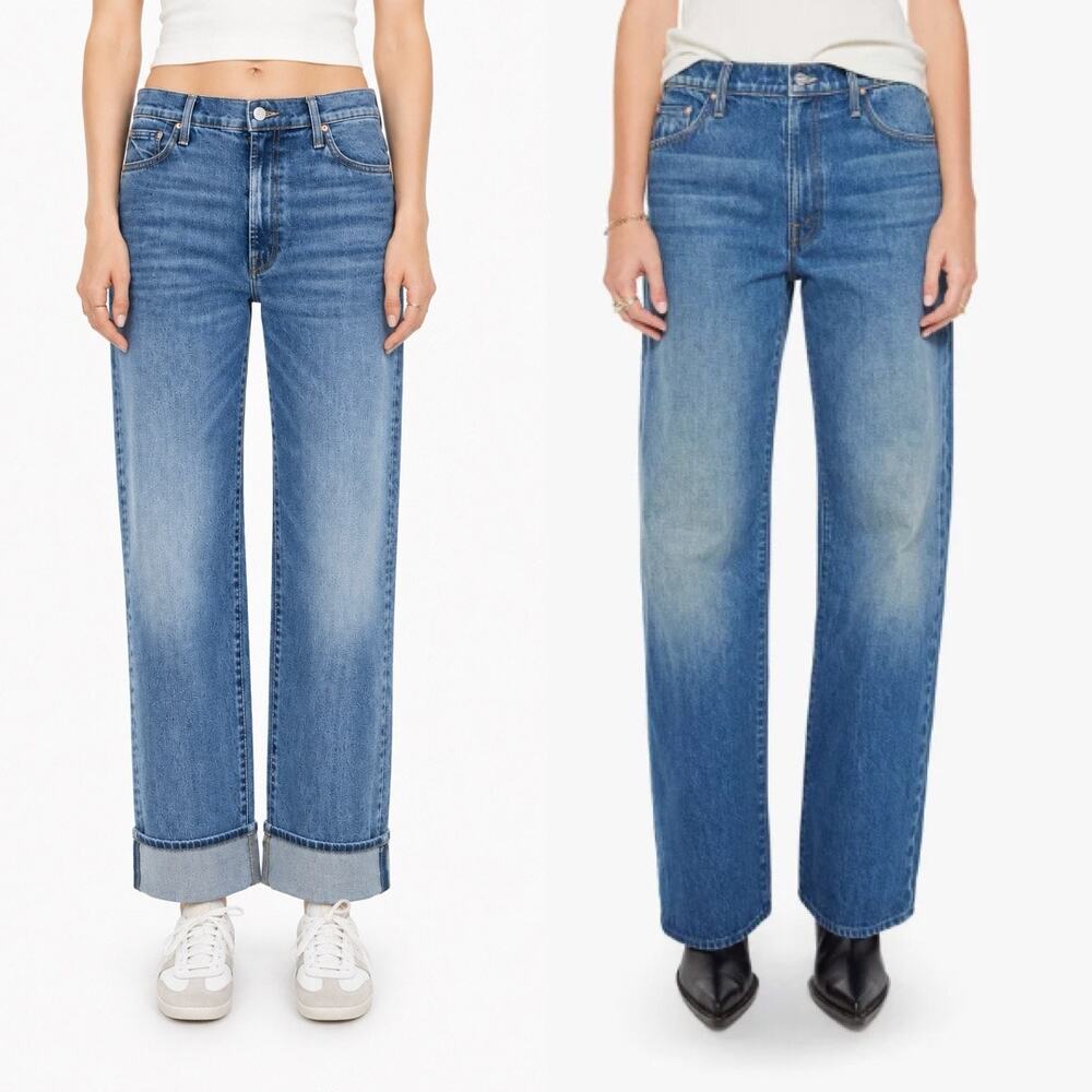 MOTHER The Dodger Flood Cuff Jeans Size 27 Blue Straight Leg High Rise